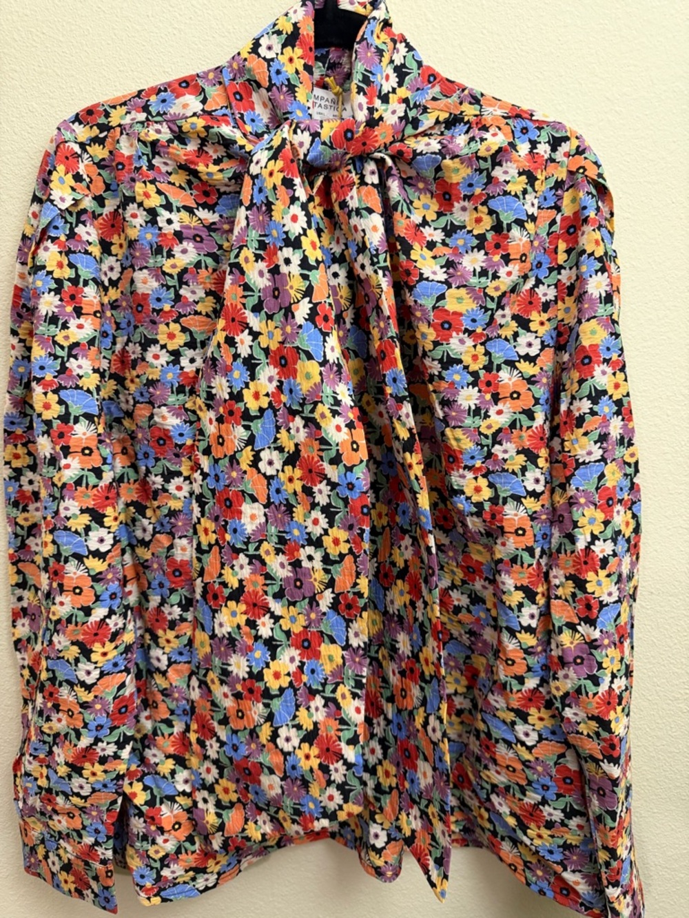 Floral Tie-Neck Blouse in Multicolor